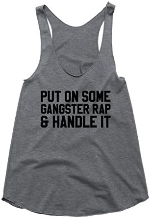 Famous Tops Put on Some Gangster Rap and Handle It Racerback Tank Top for Women in Grey - Large