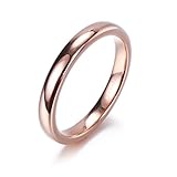 NaNa Chic Jewelry 3mm Tungsten Carbide Ring Domed Wedding Band Rose Gold Plated Comfort Fit