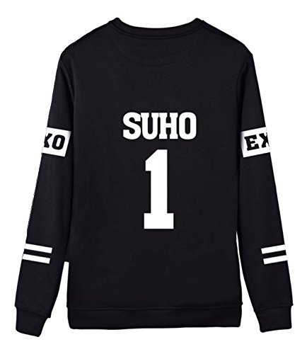 Kpop EXO Black Sweater Long Sleeve Hoody Pullover Sweatershirt