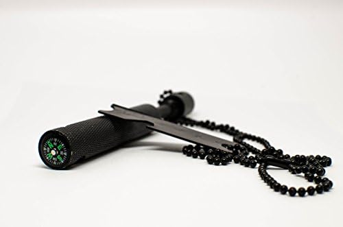 Magnesium Rod Fire Starter With Compass For Outdoor, Camping, Emergency/Survival, Backpacking (Black)