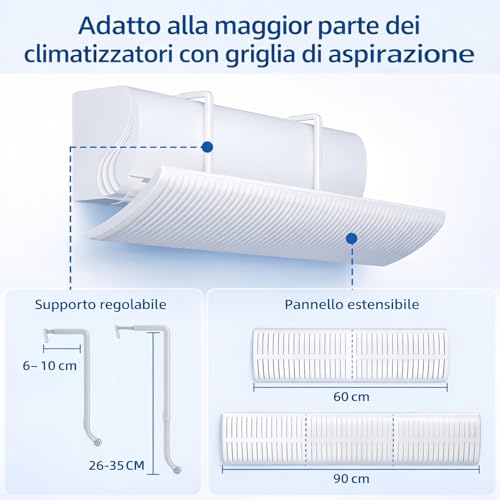 Air Conditioner Deflector, Universal Wind Deflector Anti Direct Blowing, Adjustable Air Conditioning Deflector, Panel Air Conditioner Diverter for Home/Office BANJEKT