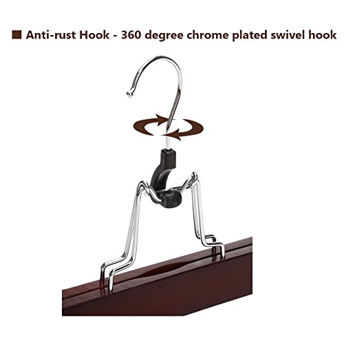 JS HANGER Skirt Hangers Non-Slip Wooden Collection Slack hangers, Walnut Finish, 10-Pack