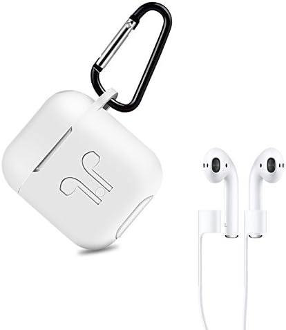 AirPods Case Airpods Protective Silicone Cover With Anti-lost Silicone Airpods Strap for Apple Airpods Charging Shock proof Case …(whitle)