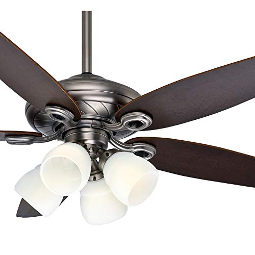 Casablanca Fan 52 inch Acadia Finish Ceiling Fan with 5 Dark Walnut/Smoked Walnut Reversible Veneer Blades (Certified Refurbished) (Antique Pewter)