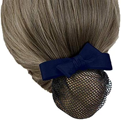 ヘアスタイル 見ちがえる 正規認証品 新規格 ネット付きバレッタ シニヨンネット お団子ネット ヘアネット おだんご シニヨン リボンバレッタ Berrylily ネイビー バレッタ 冠婚葬祭