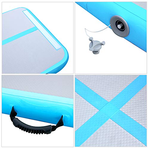 10ft Air Track Floor Tumbling Gym Mat | Airtrack Fitness Flooring Mat | Inflatable Gymnastics Mat | Landing Mat | Exercise Mat | Yoga Martial Arts Mat for Home Outdoor Training Use w/Electric Air Pump