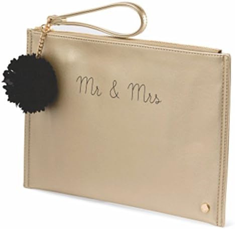 Deux Lux Mr. and Mrs. Pouch Wristlet with Strap (Gold)