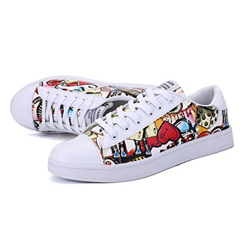 Leadmall Skateboarding Shoes - Men Women Fashion Colorful Print Flat Skater Sneakers - Teenager Casual Daily School Walking Shoes