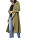 Kate Kasin Women's Solid Loose Open Front Trench Coat Lapel Collar(S Army Green)