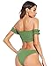 SweatyRocks Women's Sexy Bikini Set Solid Color Off Shoulder Bandeau Two Piece Swimsuit Green S