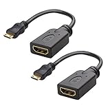 Cable Matters 2-Pack Mini HDMI to HDMI Adapter (HDMI to Mini HDMI Adapter) 6 Inches with 4K and HDR Support