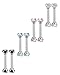 FUNRUN 8PCS 16G Stainless Steel Helix Earring Cubic Zirconia Barbell Ear Tragus Stud Earrings 8mm