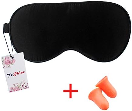 Sleeping Eye Mask for Women Men Cute Blindfold Sleep Mask Eyeshades Night Black with Earplugs