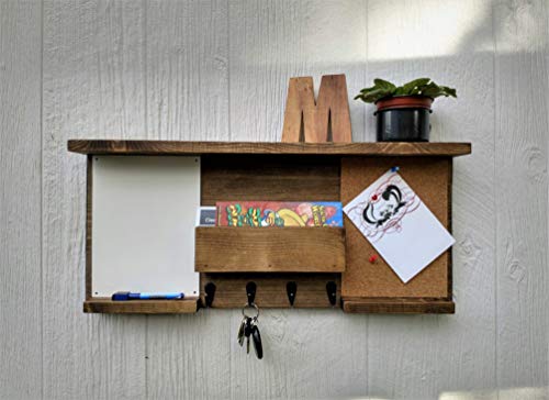 Dual Mail Organizer with Shelf, Cork Board and White Board, Mail Holder, Mail Organizer, Dual Message Board