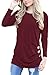 HOTAPEI Womens Plus Size Long Sleeve Casual Round Neck Loose Tunic Shirts Top Blouse Maroon XXL
