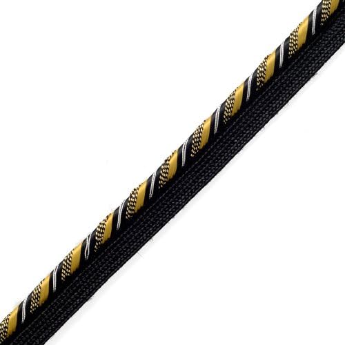 10mm Metallic Piping cordedge Trim for Pillows, Lamps, Draperies by 5 Yards, Black/Gold, TR-10358