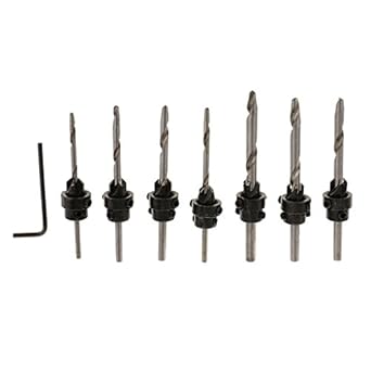 Electomania Tapered Drill Countersink Bit Screw Set 7 Pcs Wood Dig Hole for Woodworking