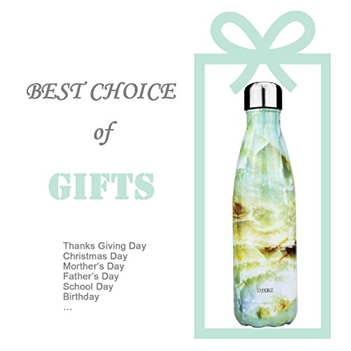 DJSBZ Vacuum Cola Shape Double Walled 18/8 Stainless Steel Water Bottle Leak-proof Keep Hot & Cold, Travel Sports Personalized Metal Water Bottle,17 Oz (500 ml) Marble Blue