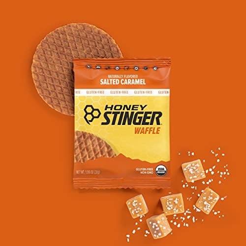 HONEY STINGER ORGANIC GLUTEN FREE SALTED CARAMEL WAFFLE | ENERGY STROOPWAFEL FOR EXERCISE, ENDURANCE AND PERFORMANCE | SPORTS NUTRITION FOR HOME & GYM, PRE AND POST WORKOUT | BOX OF 6 WAFFLES, 6.36 OZ