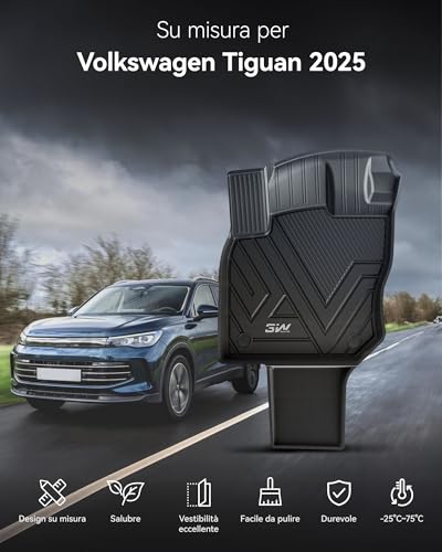 3W Volkswagen Tiguan 2025 2026 (Not Compatible with PHEV) Thorex™ Car Mats Set of 4 and Tailored Boot Mat Easy Clean Heavy Duty Car Mats and Boot Mat