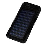 Mchoice 20000 mah Dual-USB Waterproof Solar Power Bank Battery Charger for Cell Phone (Black)
