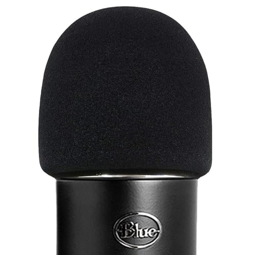 ienza Windscreen for Blue Yeti Foam - Also Fits Other Large Microphones Such as MXL, Audio Technica and More - Quality Sponge Material to Act as a Pop Filter for Your Mic (Black)