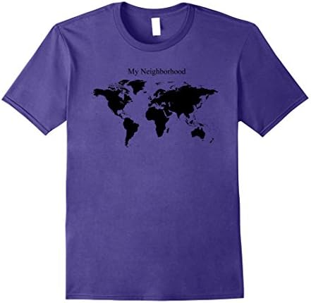 Mens My neighborhood World Map T-shirt Large Purple