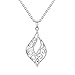 RSJewel Sterling Silver Filigree Design Pendant With Length Adjustable Chain Necklace