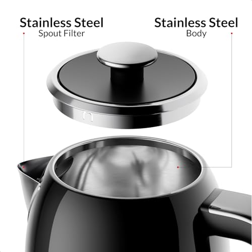 Feller Germany, Retro Style 1.7L Kettle with Thermometer, 2200 W, Stainless Steel Body, STRIX Controller, Dry Boil & Automatic Switch-Off, EK200, 2Y Guarantee-UAE Version (Black)