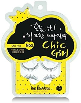 Ing Lashtoc Glue No Needed Pre-Glued One Touch Patent Eyelashes fake false lashes (2pairs) (chic girl)