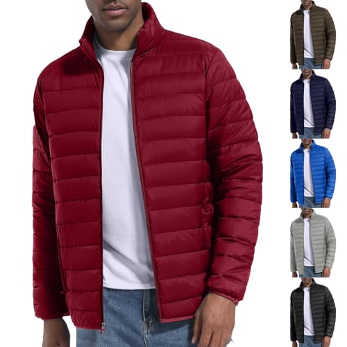 Winter Jackets for Men Lightweight Insulated Puffer Coats Mens Quilted Windbreaker Down Jackets Long Sleeve Casual Warm Padded Coat