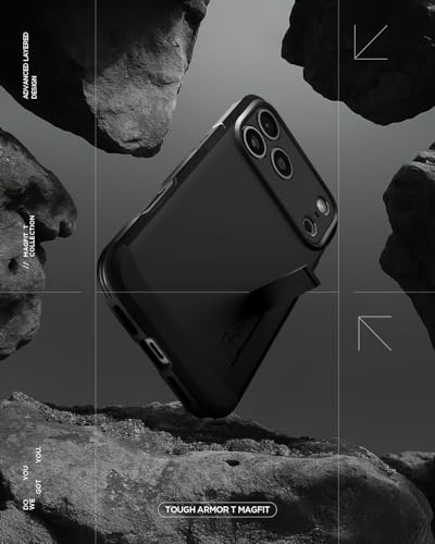 Spigen Tough Armor T MagFit designed for iPhone 17 Pro Max case cover [MagSafe compatible] with [Capacitive Camera Control Button] and Kickstand - Black