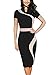 REPHYLLIS Women Elegant Wear to Work Cocktail Evening Party Summer Pencil Dress (Medium, Black+Beige)