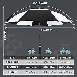 ZOMAKE Large Golf Umbrella 62 Inch - Double Canopy