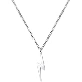 Amaxer Lightning Bolt Necklace Thunder Minimalist Pendant Thunder Pendant Chain Unisex Jewelry Charm Inspirational Gift