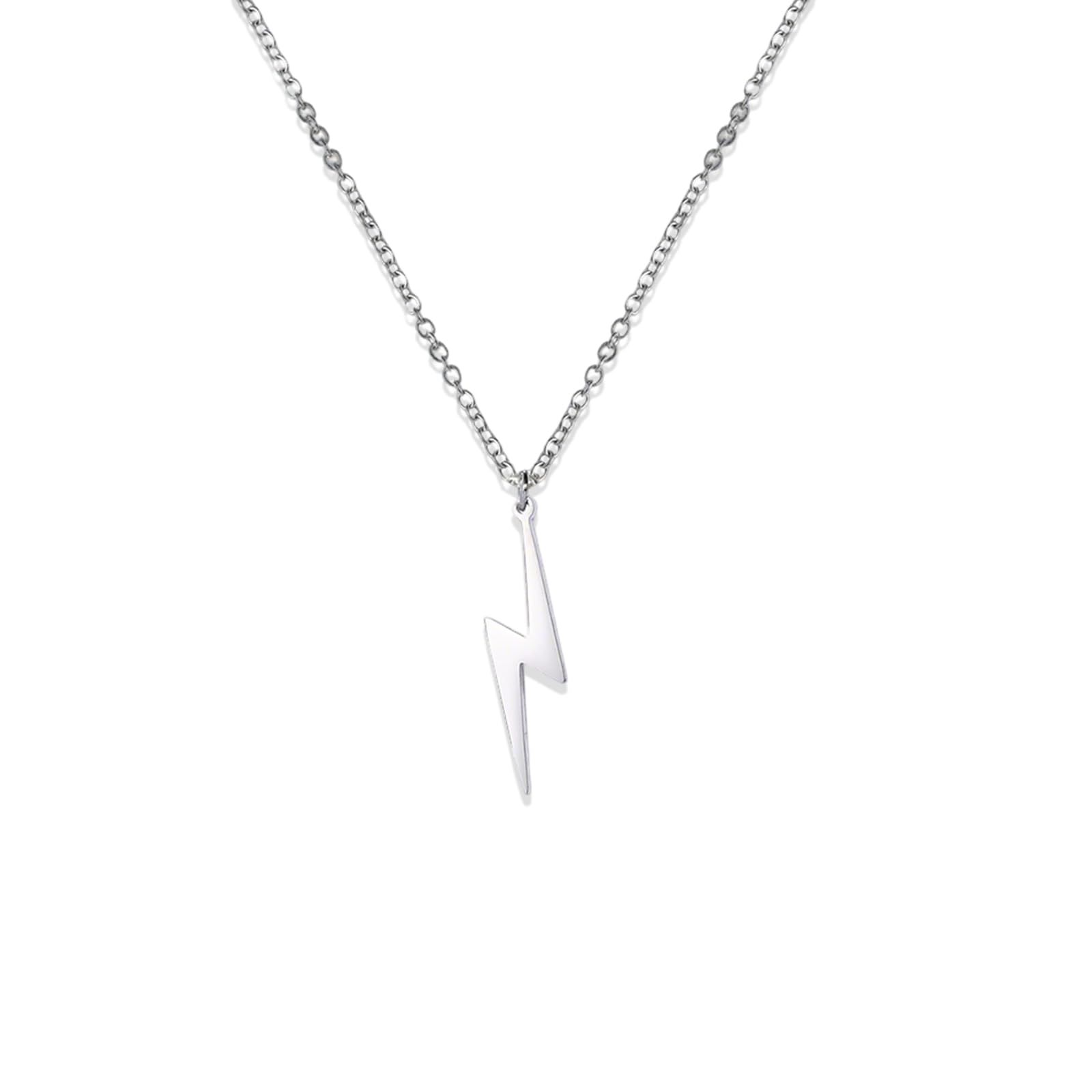 Amaxer Minimalist Geometric Pendant Necklace Zig Zag Flash Lightning Bolt Unisex Jewelry Inspirational Gift (silver)