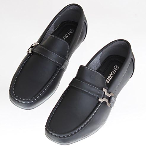 Toddlers / Boys Black Loafers, Slip On Dress Shoe with Buckle Accent