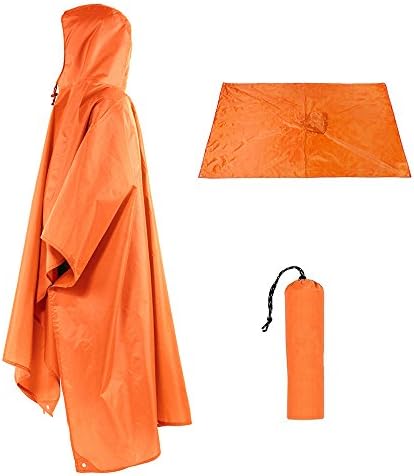 Rain Poncho, Sotical Veamor 3 in 1 Multifunctional Portable Raincoat with Hood Hiking Camping Mat Cycling Rain Cover Poncho for Outdoor Activities