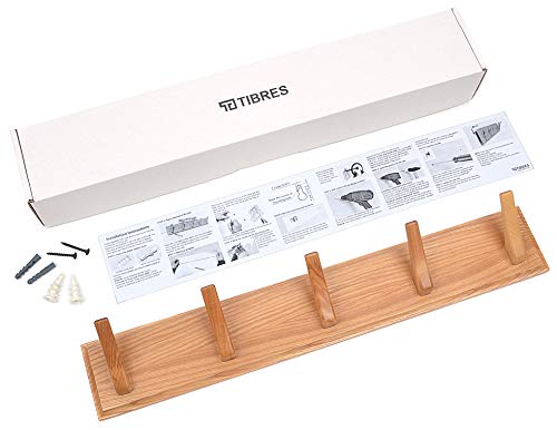 Wall Mounted Coat Rack - Wood Hook Rack for Coat Clothes Hats and Towels - Wooden Peg Rack for Use in Bedrooms Bathrooms and Hallways - Peg Coat Hook Rack for Wall or Door Mounting - Matt Lacquer - Thumbnail 4
