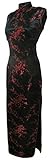 7Fairy Women's Bodycon Black/Red Keyhole Long Chinese Dress Cheongsam