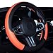 SHIAWASENA Car Steering Wheel Cover, Leather, Universal 15 Inch Fit, Anti-Slip & Odor-Free (Black&Orange)