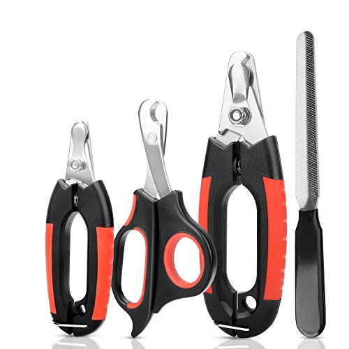 KISSIN Dog Nail Clippers Trimmer Set Quick Safety Guard to Avoid Overcutting 4in1 Stainless