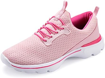 XINBEIGE Womens Lightweight Tennis Shoes Breathable Walking Sneakers Sports Yoga Jogging Running Shoes, Pink, US 9.5=EU 40 WOMENS