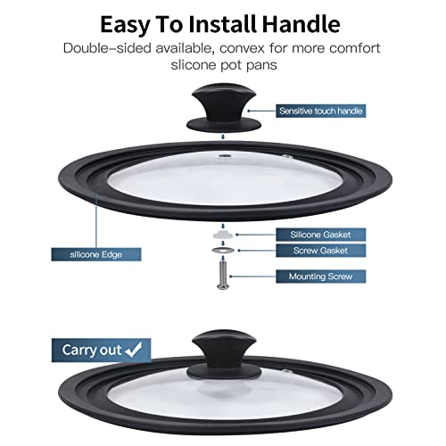 Sibicon Universal Lid for Pots and Pans Skillets,Tempered Glass with Heat Resistant Silicone Rim,BPA-Free,Cookware & Bakeware Lids For More Pans,Fits 7.9\