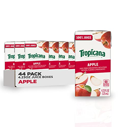 TROPICANA 100% JUICE BOX, APPLE JUICE, 4.23OZ (PACK OF 44) – REAL FRUIT JUICES, VITAMIN C RICH, NO ADDED SUGARS, NO ARTIFICIAL FLAVORS