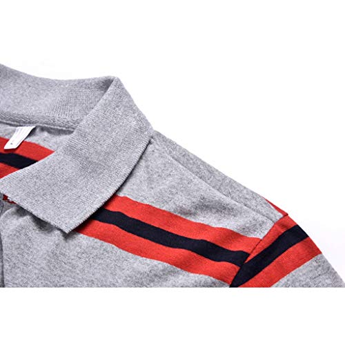 Dry fit Polo Shirts for Men Short Sleeve Regular Fit Striped Polo Shirt with Pocket Mens Casual Summer 2019 Red - Thumbnail 5