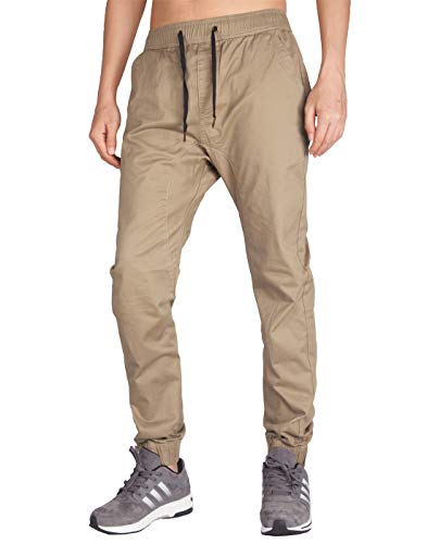 ITALY MORN Men's Chino Jogger Sweatpants Casual Pants,Khaki,Small