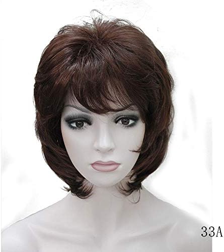 Women Synthetic Wig Short Auburn/Blonde Natural Wigs Capless Layered Hairstyles 33A 6inches