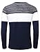 KAIUSI Men's Color Block Contrast Crew Neck Long Sleeve Casual T-Shirt Top Large Blue #2