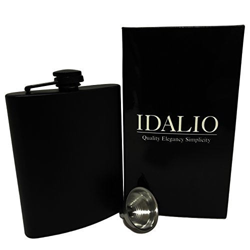 Stainless Steel Flask for Liquor Matte Black Leak Proof 8 Oz with Funnel in Gift Package for Men & Women for Perfecting Your Drinking Experience! By IDALIO - Thumbnail 2